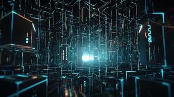 3d illustration of abstract technology background. Sci-fi concept.3D rendering of abstract technology concept. Futuristic cyberspace background,Abstract 3d rendering of data processing photo