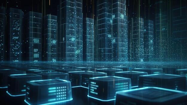 3d illustration of abstract technology background. Sci-fi concept.3D rendering of abstract technology concept. Futuristic cyberspace background,Abstract 3d rendering of data processing photo