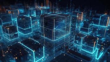 3d illustration of abstract technology background. Sci-fi concept.3D rendering of abstract technology concept. Futuristic cyberspace background,Abstract 3d rendering of data processing photo