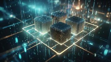 3d illustration of abstract technology background. Sci-fi concept.3D rendering of abstract technology concept. Futuristic cyberspace background,Abstract 3d rendering of data processing photo