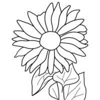 Outline sunflower isolated on white background. Vector illustartion.