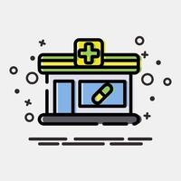 Icon pharmacy. Building elements. Icons in MBE style. Good for prints, web, posters, logo, site plan, map, infographics, etc. vector