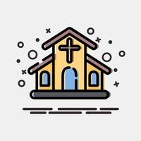 icono iglesia edificio elementos. íconos en mbe estilo. bueno para huellas dactilares, web, carteles, logo, sitio plan, mapa, infografía, etc. vector