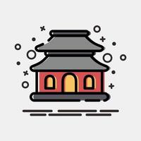 icono pagoda. edificio elementos. íconos en mbe estilo. bueno para huellas dactilares, web, carteles, logo, sitio plan, mapa, infografía, etc. vector