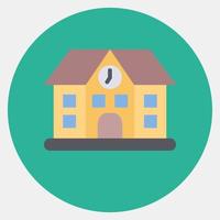 Icon school. Building elements. Icons in color mate style. Good for prints, web, posters, logo, site plan, map, infographics, etc. vector