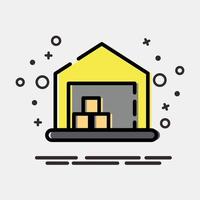 Icon warehouse. Building elements. Icons in MBE style. Good for prints, web, posters, logo, site plan, map, infographics, etc. vector