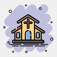 icono iglesia edificio elementos. íconos en cómic estilo. bueno para huellas dactilares, web, carteles, logo, sitio plan, mapa, infografía, etc. vector