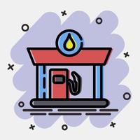 Icon gas station. Building elements. Icons in comic style. Good for prints, web, posters, logo, site plan, map, infographics, etc. vector