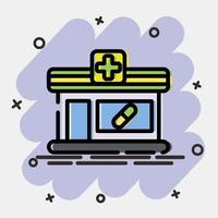 Icon pharmacy. Building elements. Icons in comic style. Good for prints, web, posters, logo, site plan, map, infographics, etc. vector