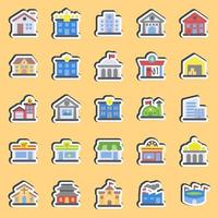 Sticker set of building. Building elements. Good for prints, web, posters, logo, site plan, map, infographics, etc. vector