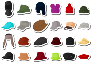 Illustration on theme big kit different types hats, beautiful caps png