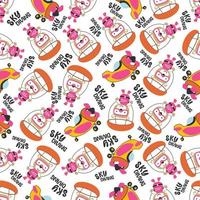 Seamless vector pattern with cute little animal skydiver, Design concept for kids textile print, nursery wallpaper, wrapping paper. Cute funny background.