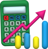 ilustração 3d. renda imposto despesa calculadora e gráfico mostrando. png