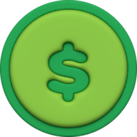 illustration 3D , symbol, icon, money, dollar coin png