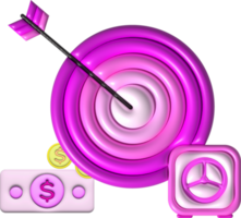 illustration 3D  of a savings goal and business goals that must be achieved png