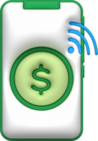 Illustration 3D symbolic icons about financial transactions anywhere via mobile channels. png