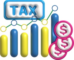 ilustración 3d , impuesto y financiero ingresos grafico, pago impuestos png