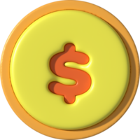 illustration 3D , symbol, icon, money, dollar coin png