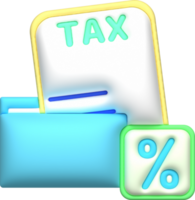 illustration 3D. Tax information. Income data collection in files. png
