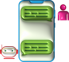 illustration 3D chat symbol icon talking to robot via mobile phone png