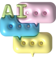 illustration 3D  chat symbol icon talking to AI robot png