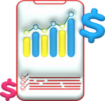 illustrazione 3d , pianificazione, grafici, grafici e ambientazione attività commerciale obiettivi per essere raggiunto. png