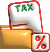 ilustración 3d. impuesto información. ingresos datos colección en archivos. png