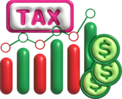 illustration 3D , tax and financial income graph, paying taxes png