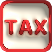 illustration 3d bouton icône texte impôt png