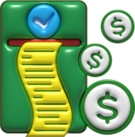 bill illustration 3D , printed financial data png