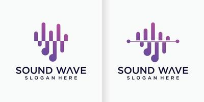 Logo of music with line art style and modern concept, modern, gradient, music vector