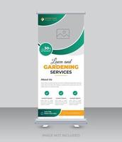 Lawn and gardening service business rollup banner design landscaping template vector