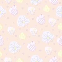 Cute flowers, light vector pastel seamless pattern