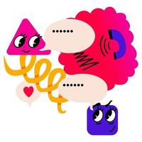 Chat, messaging, texting, call. Concept of Social networks. Abstract cute geometric elements. Vector doodle illustration