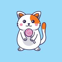 Cat eat candy vector