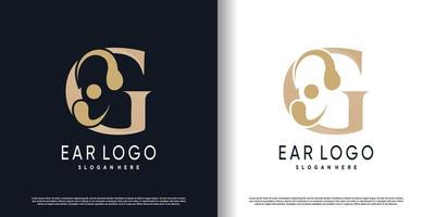 ear logo design vector with letter g concept premium vector