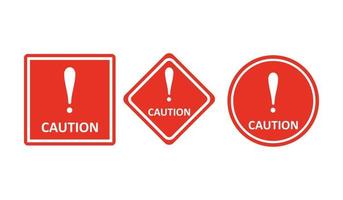 Warning sign. Caution icon. Caution symbol. Vector illustration. Several hazard warning symbols on a red background. Suitable for use in the design of warnings, road signs etc