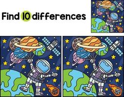 Astronaut with Balloon Planet Find The Differences vector