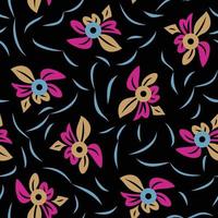 Seamless flowers pattern curves ornament. Ethnical mosaic. Vector, Fabric categories. Digital textile print vector