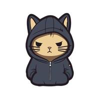 Mysterious Cat in a Hoodie vector