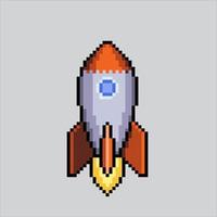 Pixel art illustration Rocket icon. Pixelated Rocket. Rocket space icon pixelated for the pixel art game and icon for website and video game. old school retro. vector