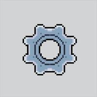 Pixel art illustration Gear icon. Pixelated gear. Gear settings icon pixelated for the pixel art game and icon for website and video game. old school retro. vector