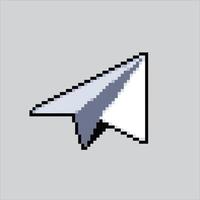 Pixel art illustration paper plane. Pixelated paper plane. paper plane icon pixelated for the pixel art game and icon for website and video game. old school retro. vector