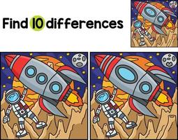 Astronaut Space Rocket Ship Find The Differences vector