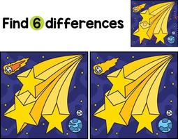 Falling shooting Star Find The Differences vector