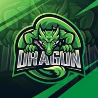 diseño de logotipo de mascota dragon esport vector