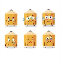 Pencil cartoon in character with sad expression vector