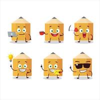 Pencil cartoon character with various types of business emoticons vector