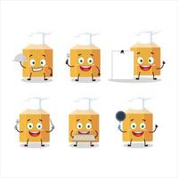 Cartoon character of pencil with various chef emoticons vector