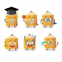 School student of pencil cartoon character with various expressions vector